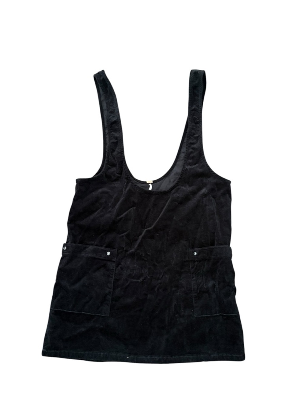 Free People Black Corduroy Pinafore Dress with Front Pockets